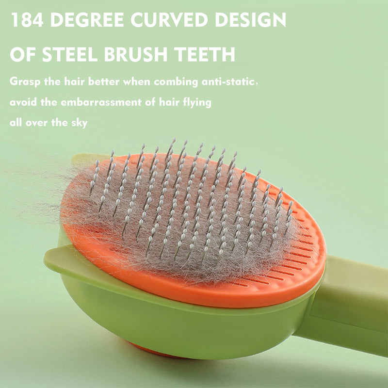 Versatile Grooming Brush for Dogs and Cats, Soft Slicker for Deshedding Long and Short-Haired Pets, Self-Cleaning Design Sakura Pink - PawsPlanet Australia