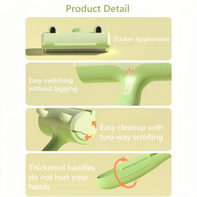 BoBow Roller Pet Hair Remover, Reusable Lint Roller Cat & Dog Hair Remover for Furniture, Couch, Carpet, Clothing and Bedding - Portable Multi-Surface Fur Removal Tool Green - PawsPlanet Australia