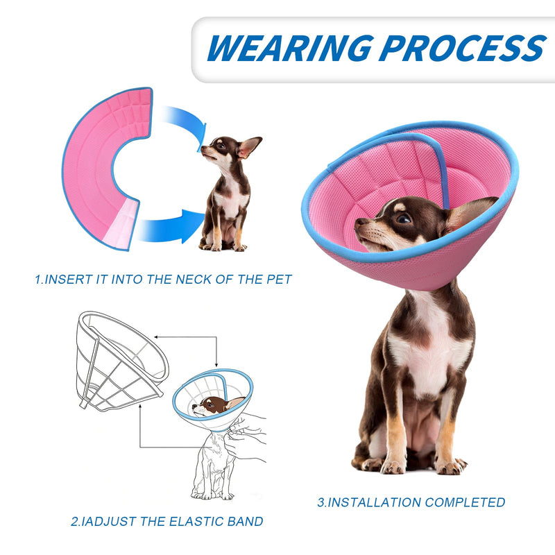 Dog Collar Anti-Licking Protection Against Licking Bites Dogs After an Operation, Lightweight, Breathable for Dogs and Cats (Medium, Pink)