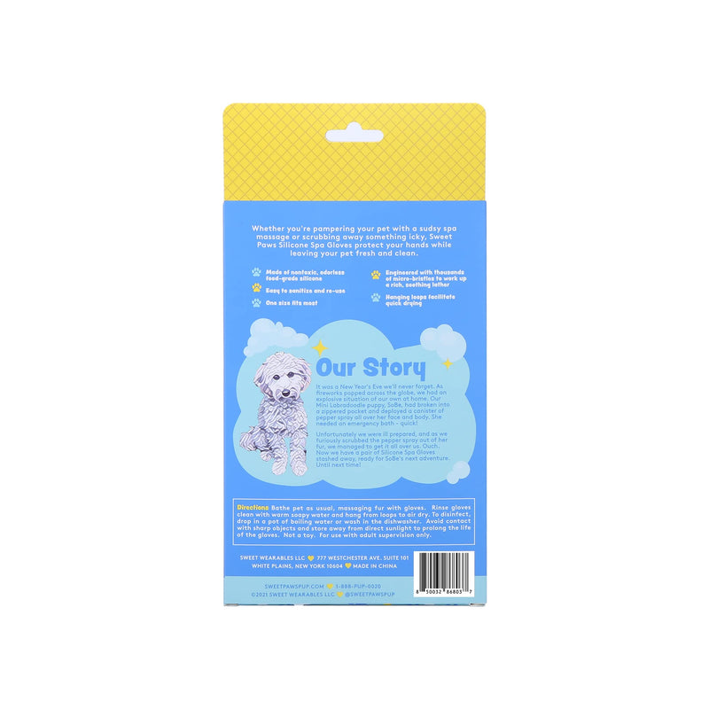 Sweet Paws Silicone Spa Dog & Cat Bathing & Grooming Gloves, 2 Count, Reversible, Nontoxic, & Easy to Clean, Thousands of Massaging Micro-bristles to Pamper your Pet - Newport Navy - PawsPlanet Australia