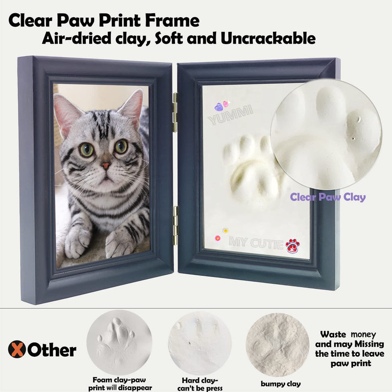 Dog or Cat Paw Print Kit with Trinkets,Pet paw Print Impression kit with 2 Clay,Wooden Dog Picture Frame,Personalized Gift Keepsake for Pet Lovers-Black Black - PawsPlanet Australia