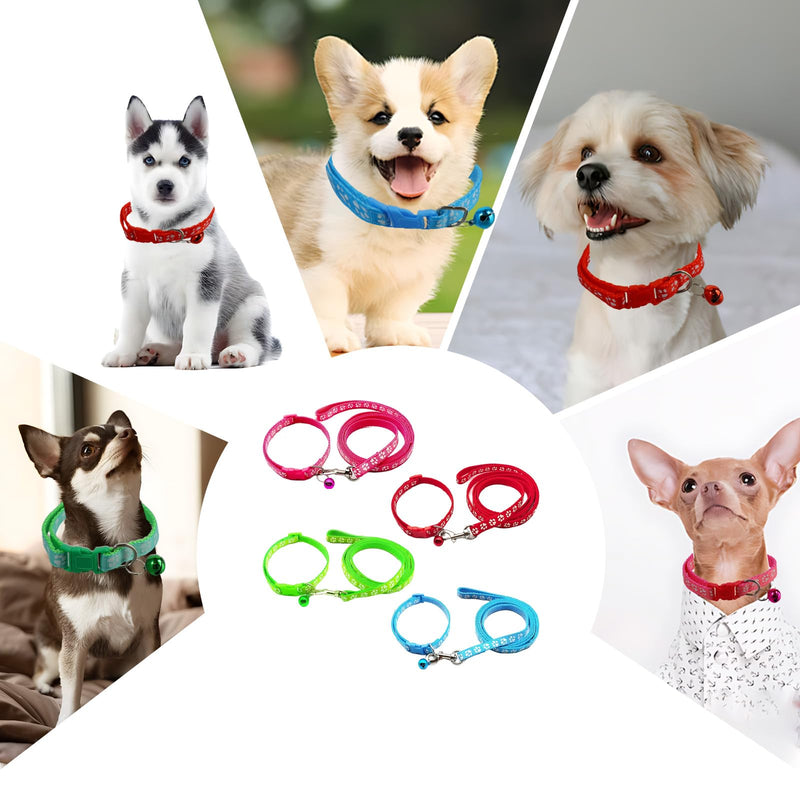 4pcs Dog Collar and Leash Set, Adjustable Puppy Collar and Leash, Anti-Escape, Quick Release, Ensures Comfortable and Flexible Wearing, Suitable for Small and Medium-Sized Pets - PawsPlanet Australia