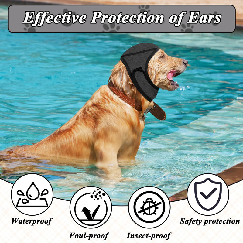 Dog Ear Defenders, Dog Ear Muffs Noise Protection, Noise Cancelling Pet Ear Muffs for Dogs, Water Wind Proof Dogs Ears Protectors, Suitable for Swimming Bathing Grooming Fireworks Thunder, M, Grey