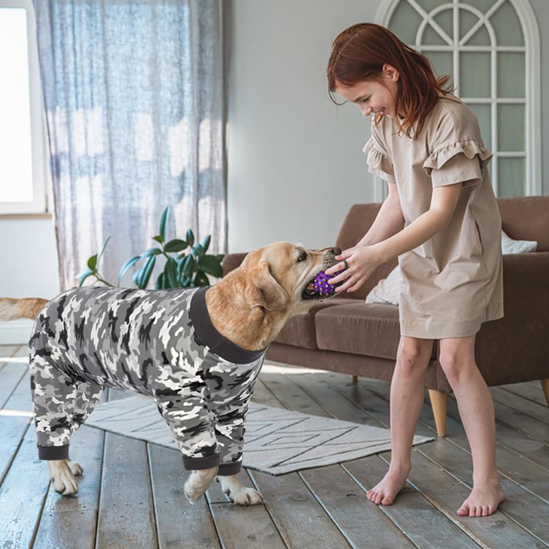 Kuoser Dog Bodysuit After Surgery for Large Dogs Pajamas, One-Piece Surgery Body Dog Castration Male, Dog Bodysuit Dog Suit with Legs, Long Sleeves for Dogs, Surgical Body, Dog Collar Alternative, 2XL 2XL (back: 55cm; chest: 80cm) camouflage