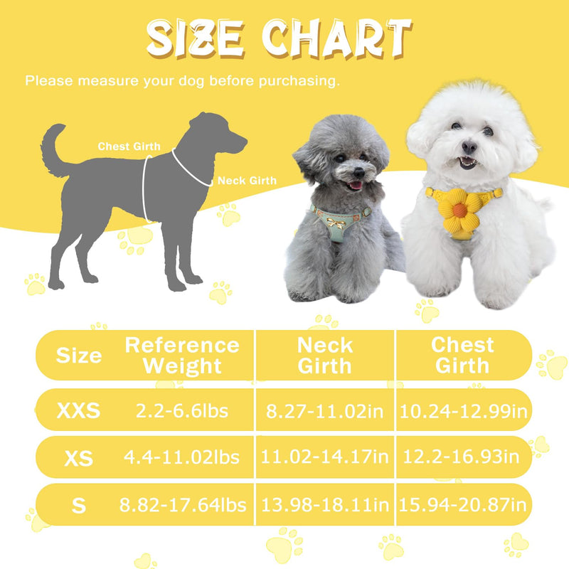 No Pull Dog Harness and Leash Set for Small Sized Dog Training; Puppy Harnesses with Multifunction Dog Leash, Soft Adjustable No Choke Escape Proof Pet Harness for Small and Medium Dog (Yellow XXS) Yellow