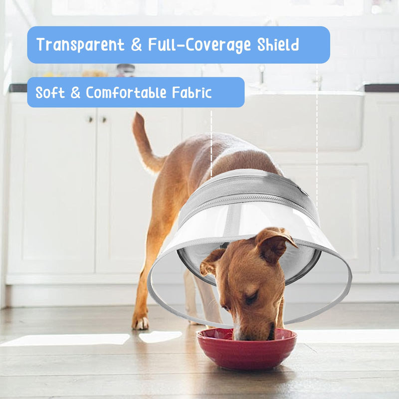 Inflatable Dog Cone Collar, Soft Dog Cone After Surgery, for M M+ L XL Dogs, with Detachable Anti Licking Shield and Inflator, 2 in 1 Adjustable Alternative, Does Not Block Vision, Grey (M+) M+ (12.2”-14.6“) - PawsPlanet Australia