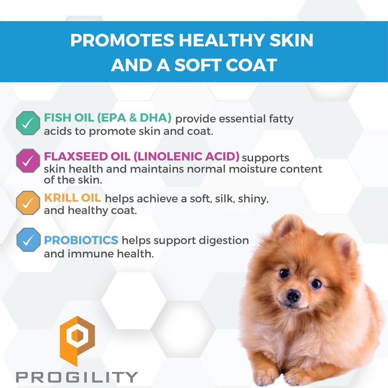 Nootie Progility Mini Skin & Coat Supplement for Small Dogs, Fish Oil Supports Healthy Skin & Coat, 60 Soft Chews per Container - PawsPlanet Australia