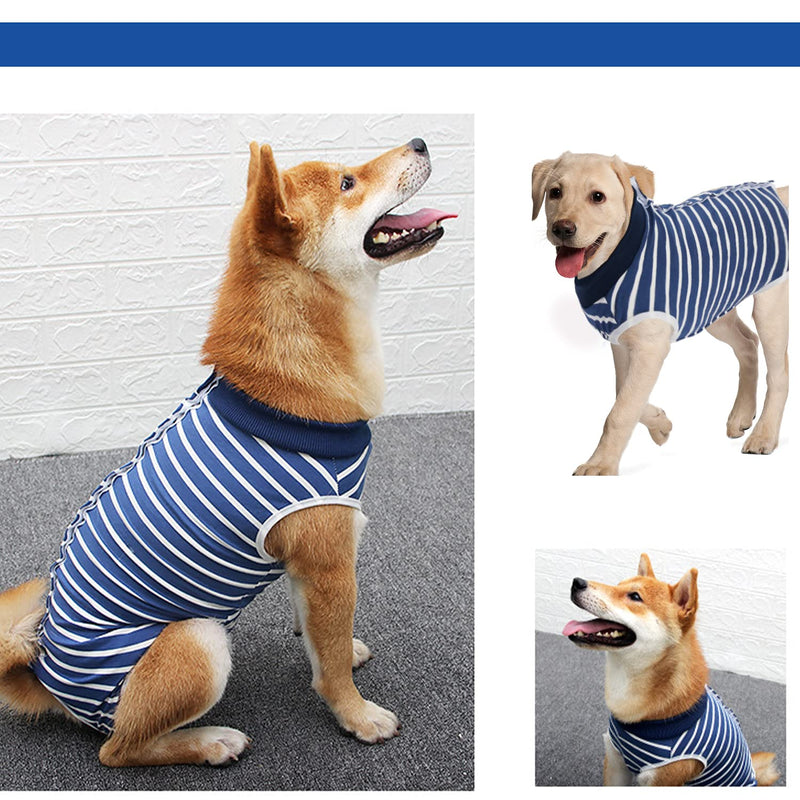 Dog Recovery Suit, Cat Bodysuit for Abdominal Wounds, Recovery Shirt for Male and Female Pets, Surgical Suit, Post Surgery, Anti Leak Dog Onesie, Replacement for E-Collar and medium 2-blue