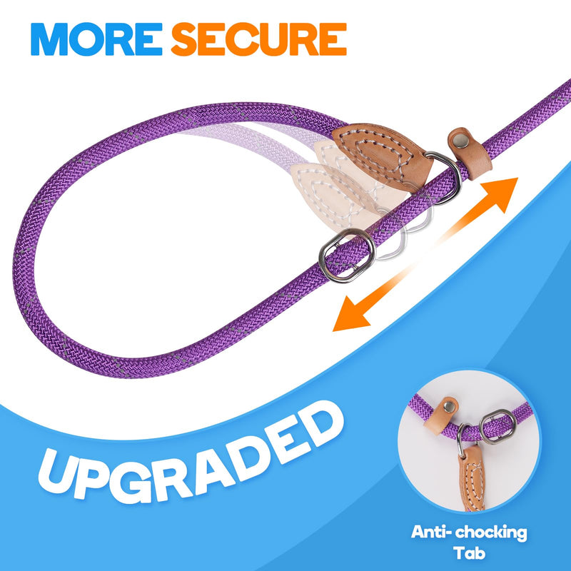 Grand Line Slip Lead Dog Leash - No Pull Training Dog Lead with 5ft Reflective Rope, Durable & Collar-Free for Small, Medium, Large Dogs and Puppies (Purple,M) Purple Medium-2/5in x 5ft - PawsPlanet Australia