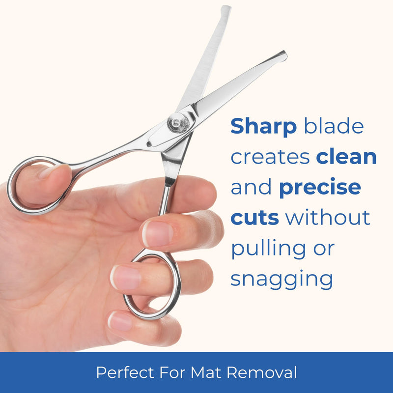 Pet Grooming Scissors Set With Round Tips For Dogs & Cats - Professional Grade Shears Safely Cut Through Dog or Cat Hair - Fur Trimming Made Easy - (Set of 2) - PawsPlanet Australia