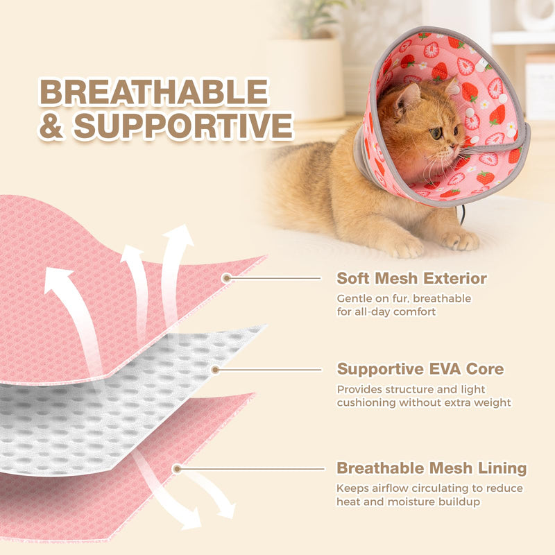 Avont Cat Cone Collar Soft to Stop Licking Bundle with Cat Recovery Suit for Post-Surgery -S