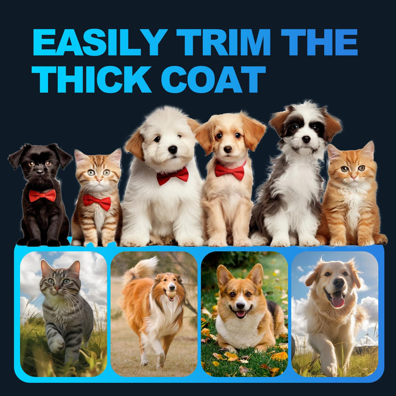 JFX Dog Clippers for Grooming for Thick Heavy Coats,Low Noise Cats Trimming, Cordless Pet Clippers for Grooming Rechargeable Pet Cat Trimmer, Dog Shaver for Dogs Pets and Animals