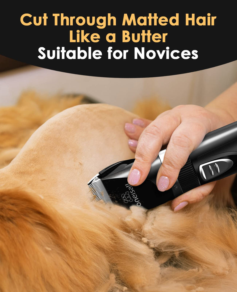 oneisall Quiet Cat Clippers for Matted & Long Hair, 2-Speed Cordless Pet Shaver Grooming Kit for Cats, Small Dogs & Animals (Black) Black - PawsPlanet Australia