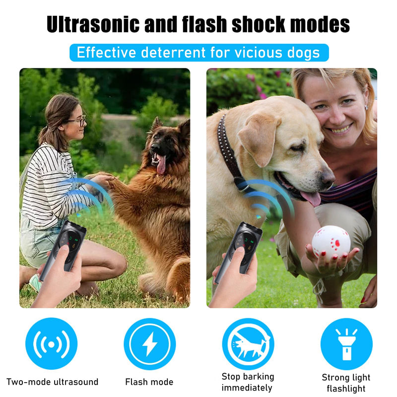 VIVK Dog Bark Deterrent Devices, 3X Sonic Emitters with 60FT Range, HD Display & LED Flashlight, Rechargeable Anti-Barking Device,Alternative to Painful Dog Training Collars