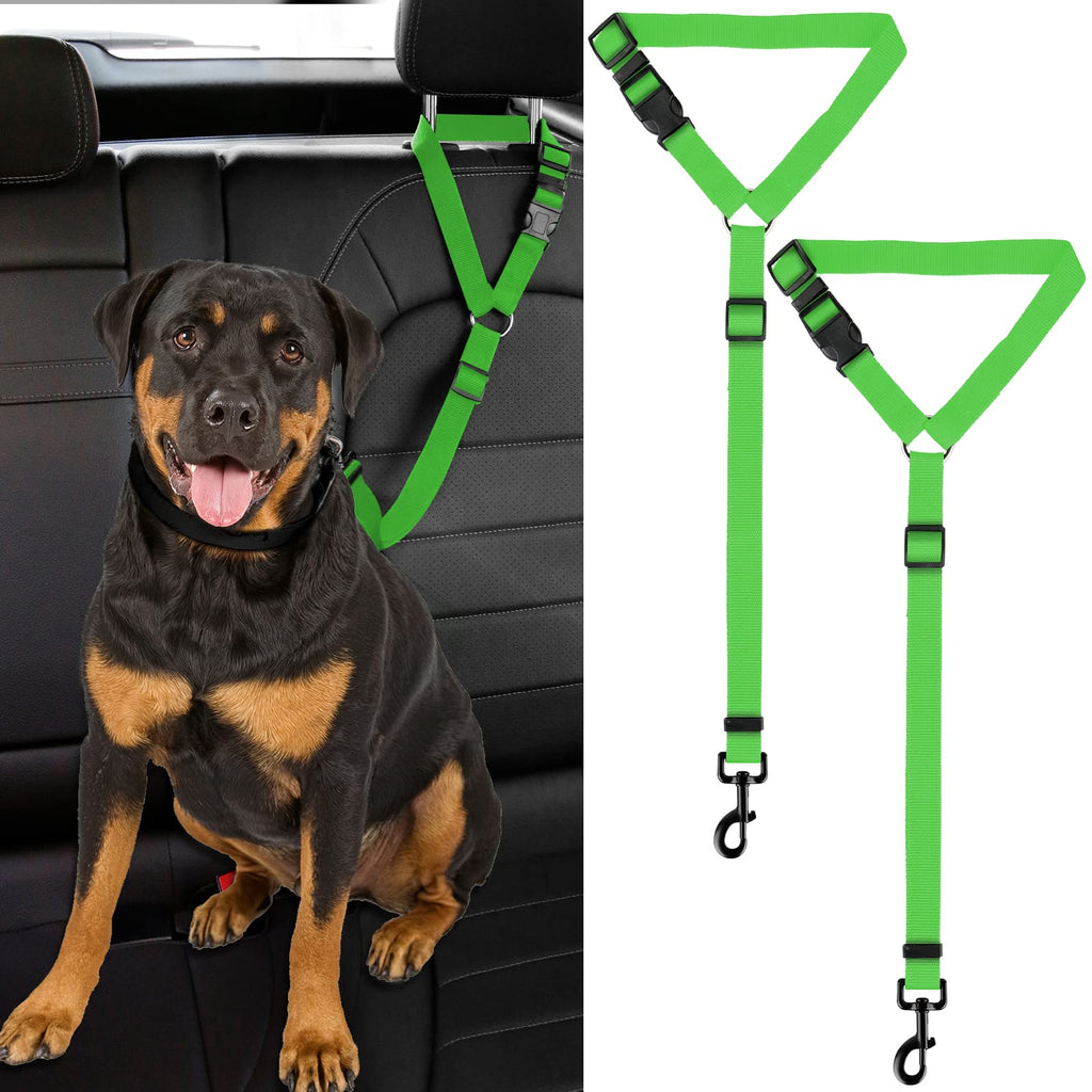 2 PCS Dog Cat Safety Seat Belt Strap Car Headrest Restraint Adjustable Nylon Fabric Dog Restraints Vehicle Seatbelts Harness - PawsPlanet Australia
