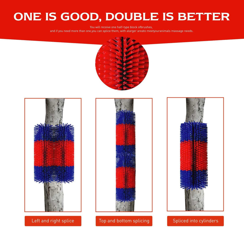 2Pcs Soft Livestock Scratching Brush, Goat Scratcher Brush Full Massage Grooming Brushes with 8 Screws for Cow, Cattle,Horse,Goat,Pig (Red, 1 Pack) Red - PawsPlanet Australia