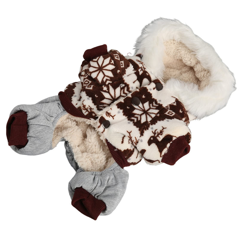 Christmas Dog Hooded Coat Thick Snowflake Elk Dog Winter Jacket for Small Medium Dogs (M)
