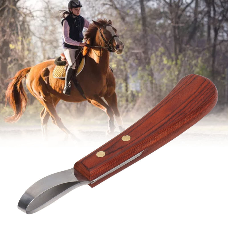 GLOGLOW Hoof Knife Sharpener, 7.68in Stainless Steel Hoof Knife for Horses with Rubber Wood Handle Hoof Trimmer Shears for Tools for Horse Care Grooming Farm Use