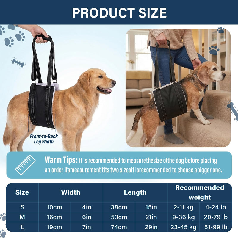 Dog Lift Harness Support Sling, Rear Leg Support Harness for Senior Disabled Dogs, Adjustable Sling with Reflective Strap (Black, L) Black