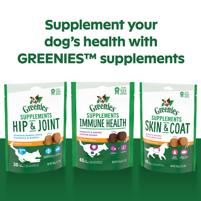 GREENIES Supplements Hip & Joint Supplements for Dogs With Glucosamine and Chondroitin, 30 Count Chicken-Flavor Soft Chews Dog Joint Supplements