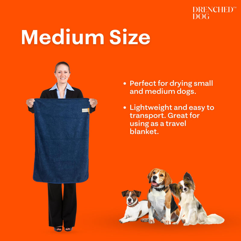 Bath Towel for Drying Small/Medium Dogs – Ultra-Soft Heavy Duty Microfiber, Super Absorbent Dog Towel, Quick Dry and Machine Washable, Must Have Pet Bathing Supplies, Dark Blue, 21.6x32in - PawsPlanet Australia