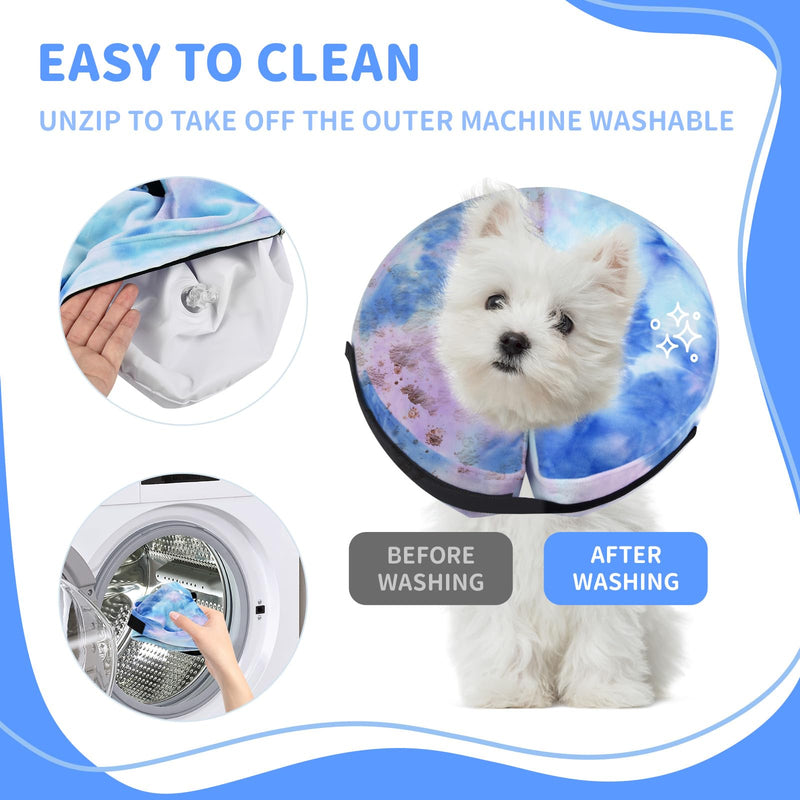 Inflatable Dog Recovery Collar, Dog Cone Collar for After Surgery, Prevent Dogs from Biting & Scratching Wound E-Collars to Help with Healing Soft Pet Recovery Collar Does M+ purpleblue - PawsPlanet Australia