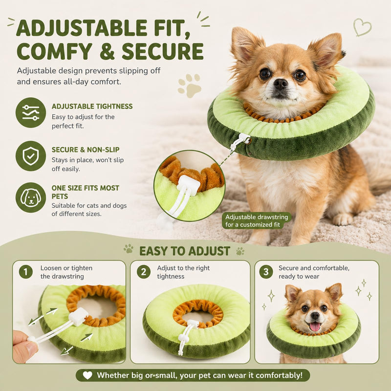 Avocado Cat Collar，Lick Protection, Soft Cat Collar, After Op Cone Collar, Lightweight Protective Collar for Puppies (green, L)