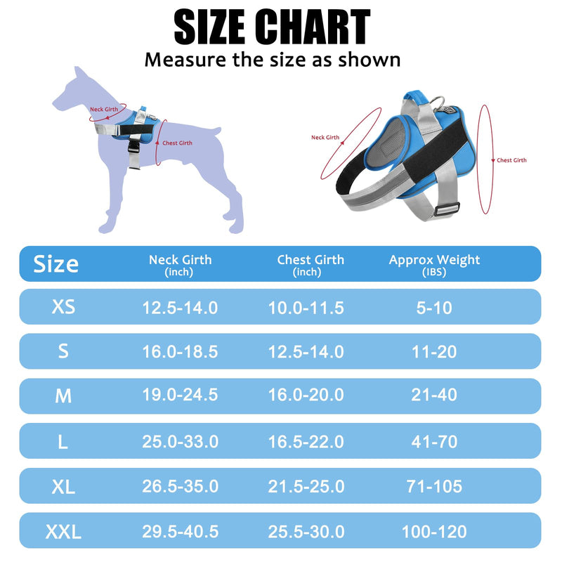 Bolux Dog Harness, No-Pull Reflective Dog Vest, Breathable Adjustable Pet Harness with Handle for Outdoor Walking - No More Pulling, Tugging or Choking Large (Pack of 1) BluePool - PawsPlanet Australia