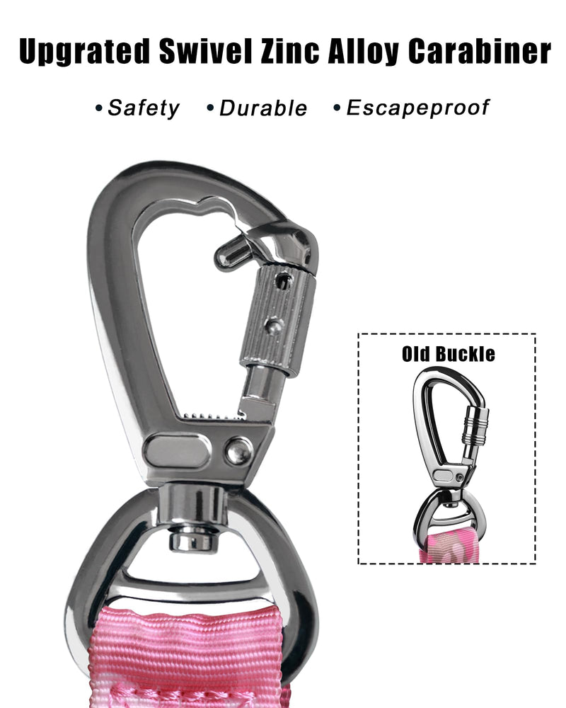 Hotsky Tactical Dog Leash Heavy Duty for Medium Large Dogs That Pull,4-6Ft Strong Bungee Shock Absorbing No Pull Dog Leash with Padded Double Handle and Car Seatbelt,Pink Camo Medium / Large Pink Camo - PawsPlanet Australia