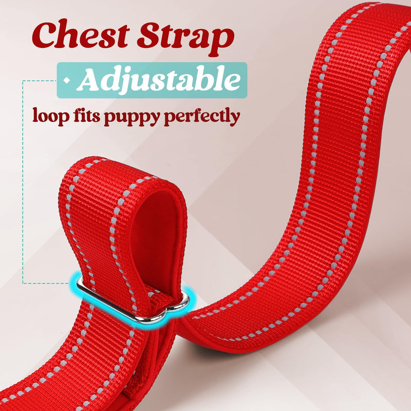 rabbitgoo Dog Harness No Pull, Quick Fit for Small Dogs with Soft Padded Handle, Chest Adjustable Reflective Pet Vest, No Choke Escape Proof for Walking Training, Red M - PawsPlanet Australia