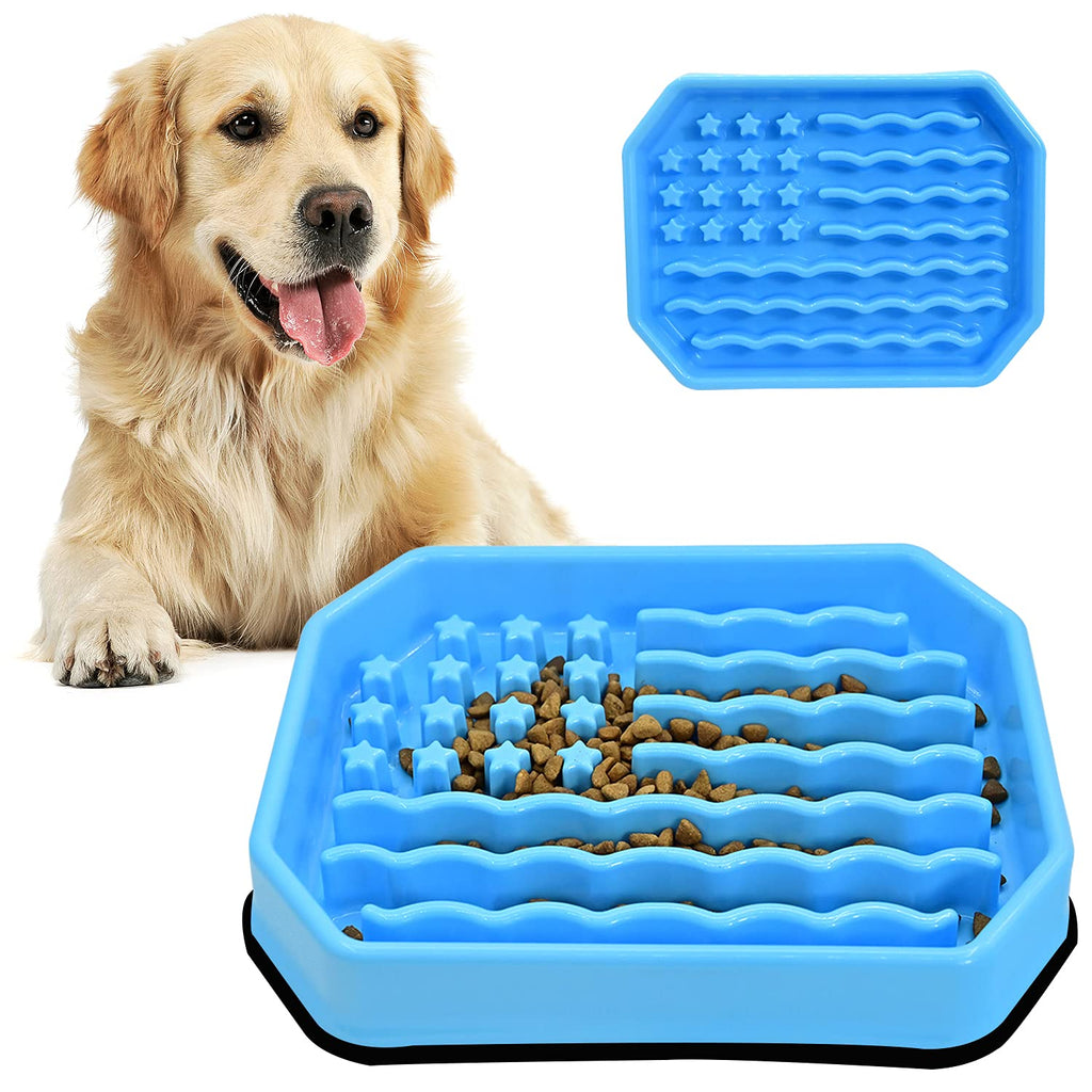 Dog Bowls Slow Feeder, Dog/Cat Puzzle Feeder Bloat Stop to Slow Down Eating,Large Medium Small Breed & Puppy Dog Slow Feeder Bowl (Blue Star)