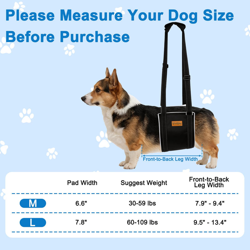 Vivifying Dog Lift Harness for Medium Dogs, Soft Bird's-Eye Cloth Hind Leg Support Sling, Adjustable Dog Lifting Harness for Weak Rear Legs, ACL Surgery Mobility Assist, M, Gray
