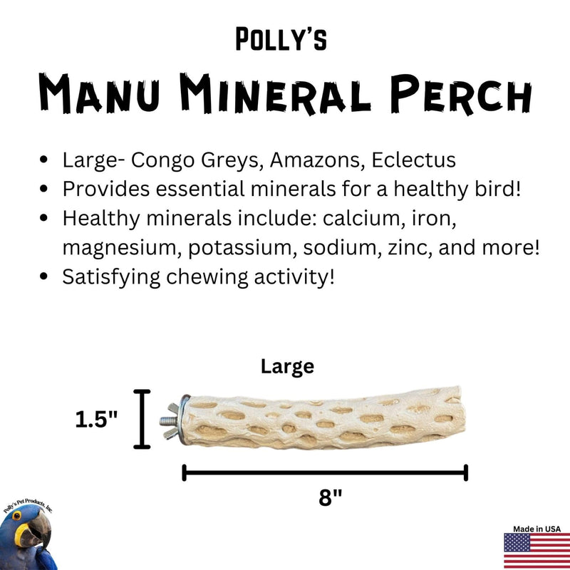 Polly's Manu Mineral Perch for Parakeets, Cockatiels, Macaws, Amazons (Large) Large - PawsPlanet Australia