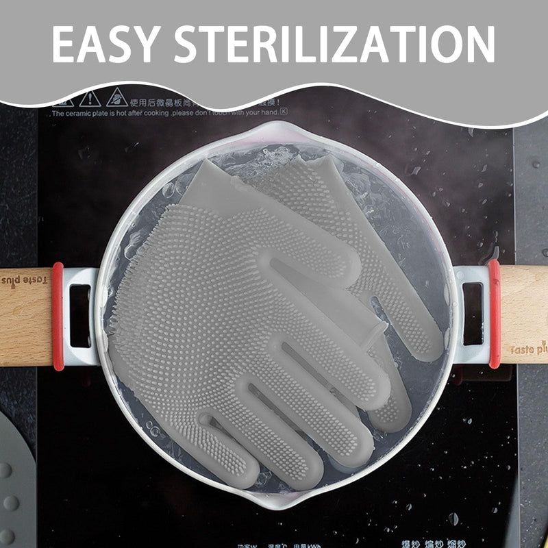 All-in-One Dog Bath & Grooming Gloves - Static Magic for Hair Removal, Heat-Resistant Silicone for Dogs and Cats with Non-Slip Massage Design - Grey - PawsPlanet Australia