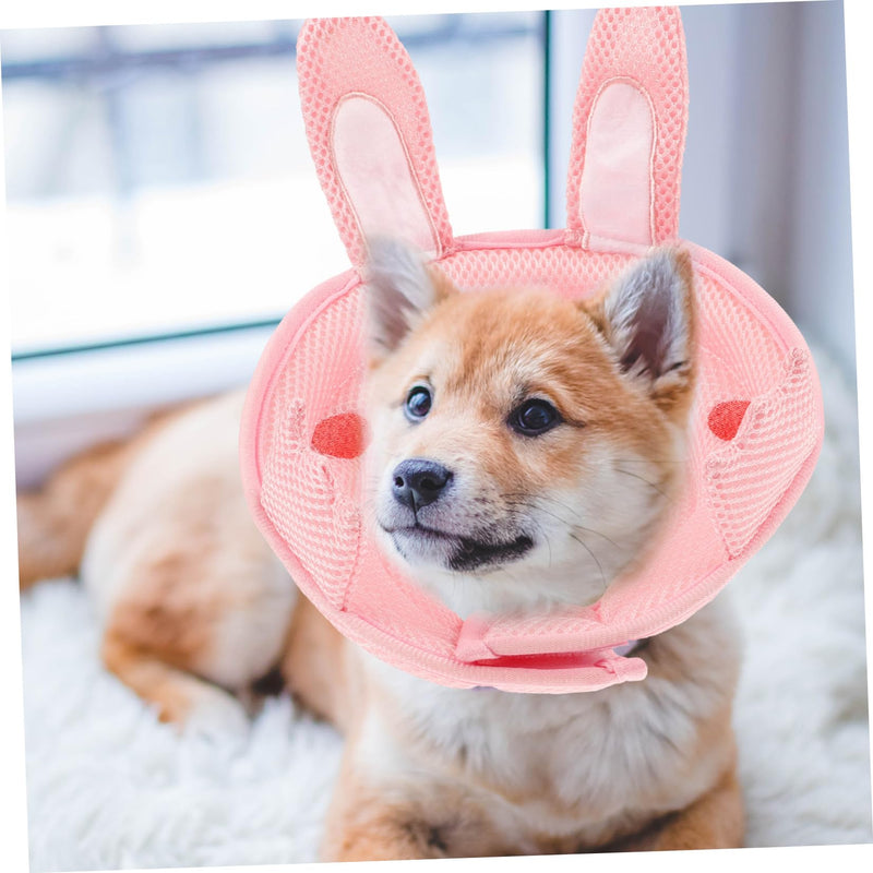 Breathable bunny ear protective collar made of polyester for cats to aid wound healing. Adjustable cone collar for cats. Prevents licking and biting during the recovery phase.