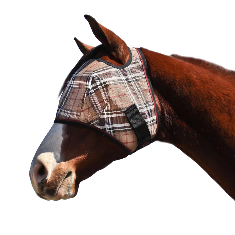 Kensington Fly Mask Web Trim — Protects Horses Face and Eyes From sun While Allowing Full Visibility — Ears and Forelock Able to Come Through the Mask, Medium, Deluxe Black M (Small Horse) Deluxe Black Plaid