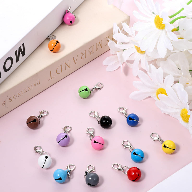 Larrel 14 Pcs Pet Bell, Small Dog Collar Bell with Key Rings Clasps Cat Collar Charms Pet Pendant Accessories for Small Animal Dog Goat Puppy Kitty Pets Training to go Outside 1/2-Inch (Colourful) - PawsPlanet Australia