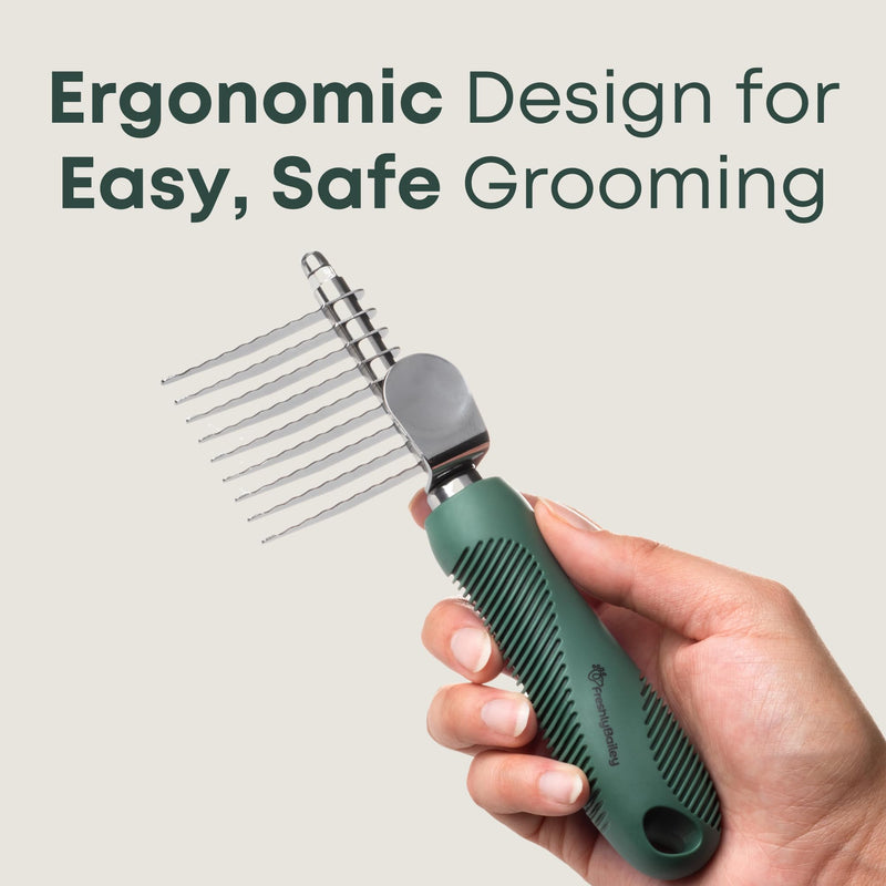 Dematting Comb for Dogs - Dematting Tool for Grooming Dog Matting - Serrated Matted Hair Removal Brush - Easily Remove Knots, Mats, and Tangles - Designed for Wavy & Curly Coats - Freshly Bailey - PawsPlanet Australia