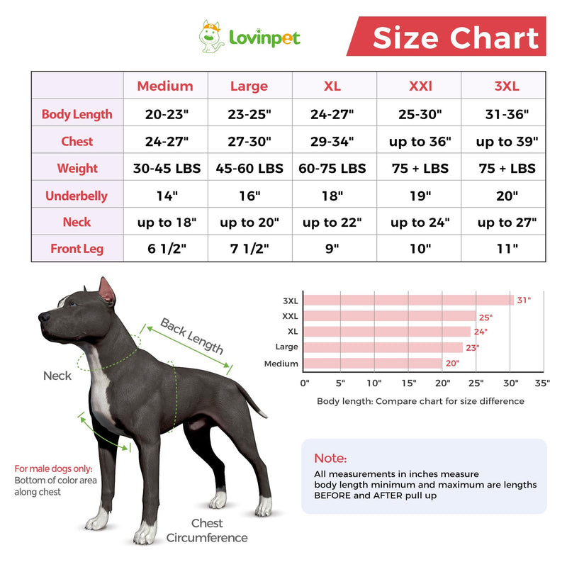 LovinPet Spay Suit for Female Dog: Surgical Suit for Male Dogs Female & Male Anti-Licking Protection Full Body Coverage for Anti-Shedding XL Pink - PawsPlanet Australia