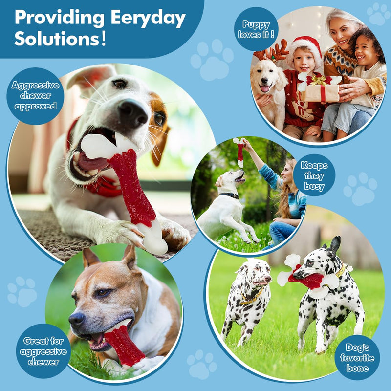 Dog Toys for Aggressive Chewers, Dog Toys for Large Dogs, Indestructible Dog Bones for Aggressive Chewers, Tough and Durable Dog Chew Toy, Real Bacon & Beef Flavors - PawsPlanet Australia