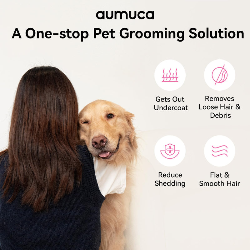aumuca DeShedding Kit PRO for All Short Hair to All Long Hair, Reduce Shedding by Up to 99%, White - PawsPlanet Australia