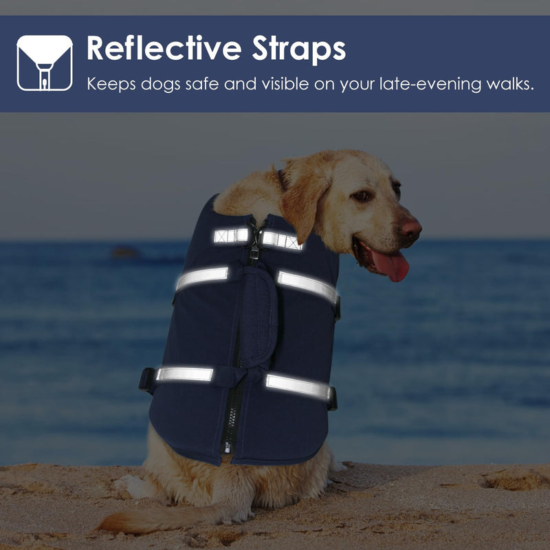 AOFITEE Small Dog Life Jacket, High Buoyancy Dog Life Vest for Swimming, XS Puppy Swimming Vest, Reflective Dogs Swimsuit with Back Zip and Rescue Handle, Pet Lifesaver for Small Medium Large Dogs X-Small Blue - PawsPlanet Australia