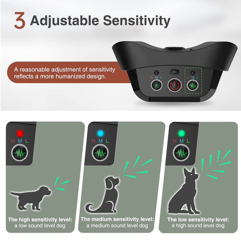Citronella Dog Bark Collar, Citronella Bark Collar, Auto Anti Barking Collars with 3 Adjustable Sensitivity & Spray Levels, Rechargeable Dog Barking Device for Small Large Dogs Indoor Outdoor Black