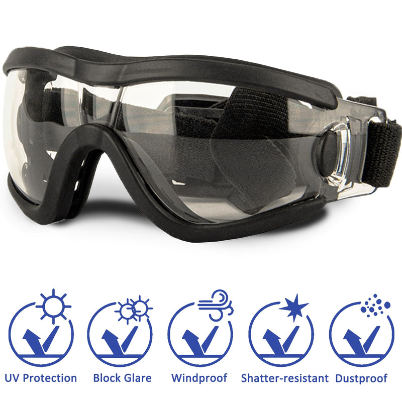 Small Dog Sunglasses with Adjustable Strap UV Protection, Winproof Dog Puppy Sunglasses, Suitable for Small Dog Pet Glasses, Dogs Eyes Protection，Soft Dog Goggles Black Transparent-S - PawsPlanet Australia