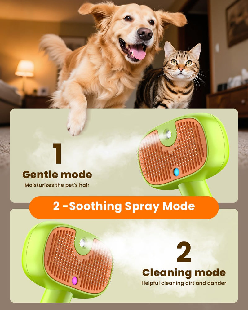 4-in-1 Cat Steam Brush, 2025 Upgraded Pet Steam Brush for Indoor Cats Dogs Spray Hair Removal Comb, 2 Spray Self-Cleaning Dog Brushes for Shedding,Massage,Cleaning Grooming (White) White - PawsPlanet Australia