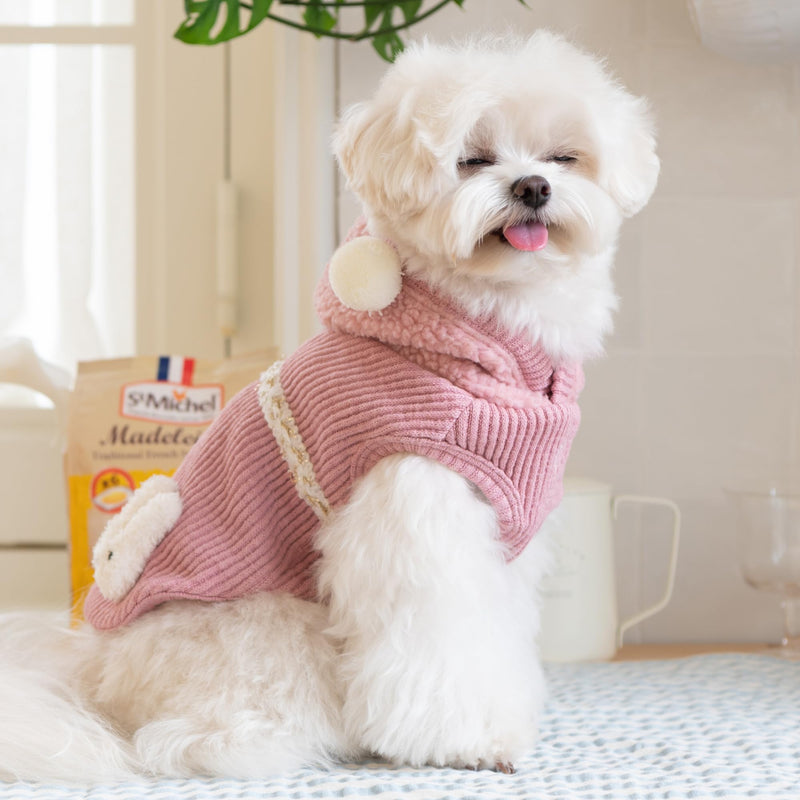 Pinkaholic New York Willow Cute Winter Hooded Shirts Flat Vertical Ribs Pattern for Small and Medium Dogs, Indian Pink, Medium - PawsPlanet Australia