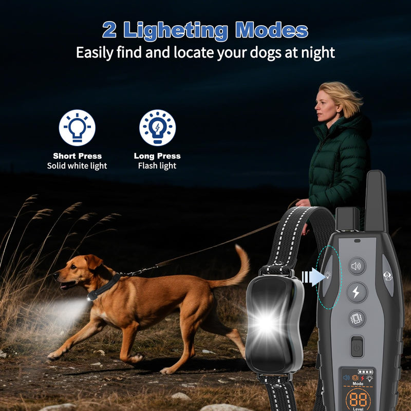Dog Training Collar with Remote Color Screen - 3300 FT Remote Control Range, Dog Shock Collar with 3 Training Modes, 2 Rechargeable Waterproof ECollar for Dogs Training 15-125LBS Grey 2 Pack - PawsPlanet Australia