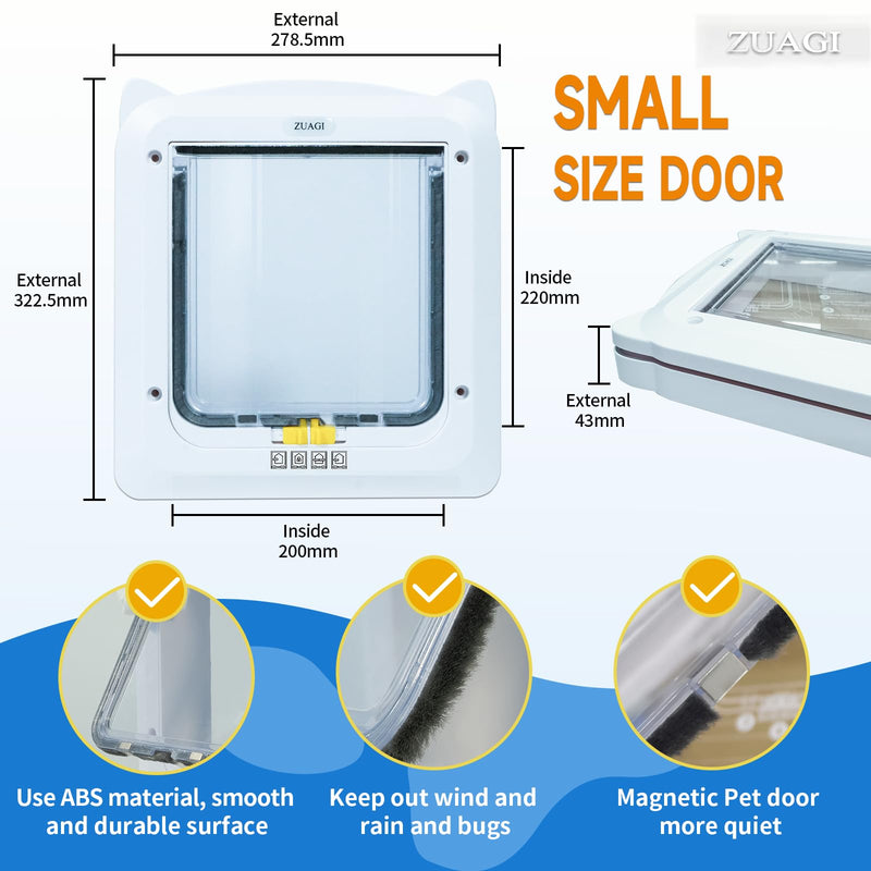 4 Way Locking Weatherproof Pet Gate - Cat & Dog Door for Sliding Glass Door (12.7''x11'', Inter Size 8.7''x7.9'') - PawsPlanet Australia