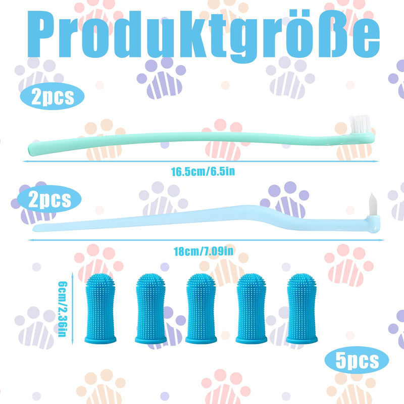 9 Piece Dog Toothbrush Cat, Dental Care Set with Round Head and Pointed Head Brushes, Finger Toothbrushes, Pet Oral Care, for Daily Teeth Cleaning of Dogs and Cats