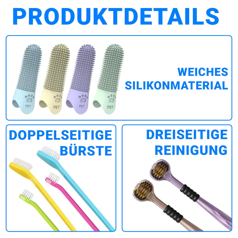Dog Toothbrush, Pack of 4 Dog Finger Toothbrushes, 4 Pieces Two-Headed Dog Toothbrush, 2 Pieces Triple Heads Dog Toothbrushes for Dogs Cats Dental Care